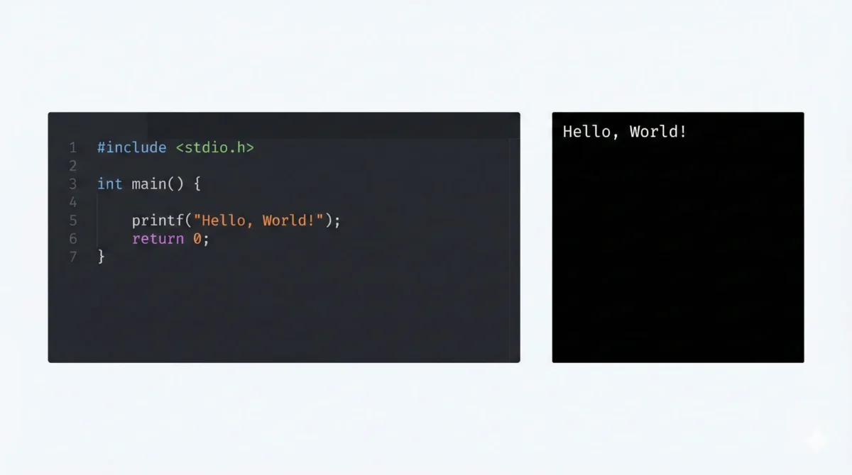 C Hello World Program Example C Language Kya Hai – Hello World Program Output