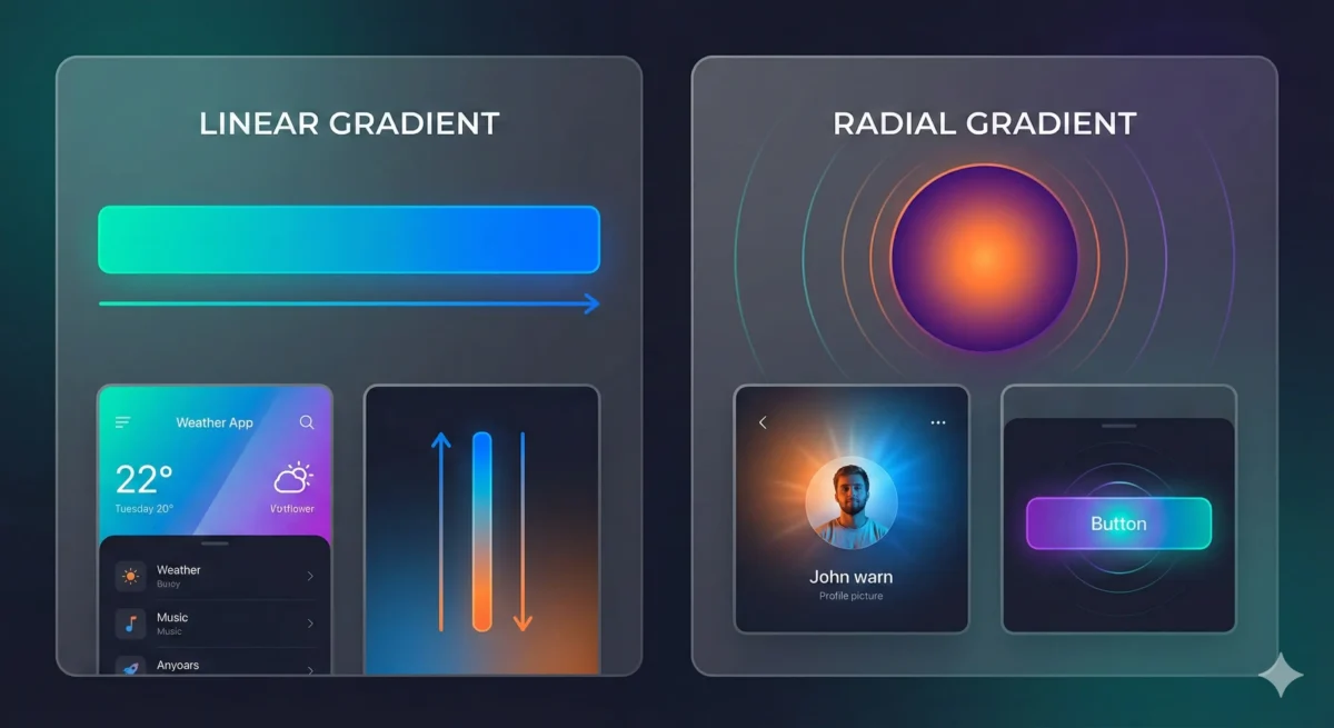 CSS Linear and Radial Gradients example with visual output in Hindi