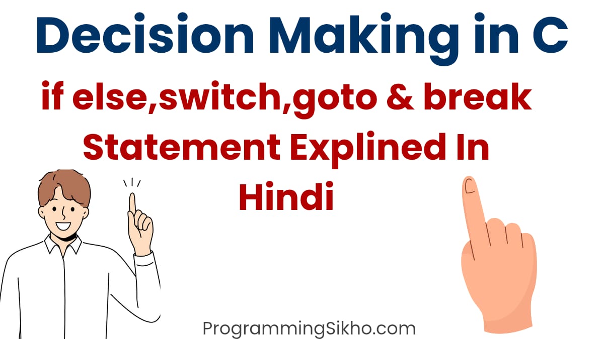 Decision Making in C in Hindi – Learn if, else, nested if-else, switch, break and goto statements with real-life examples and code
